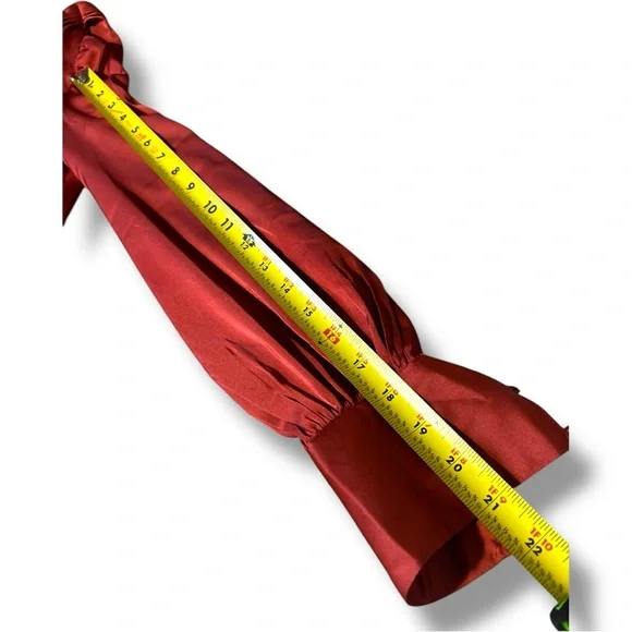 Express NWT Chic Scarlet Asymmetrical Long Sleeve Silky Cowl Neck Women's Blouse - Picture 11 of 16